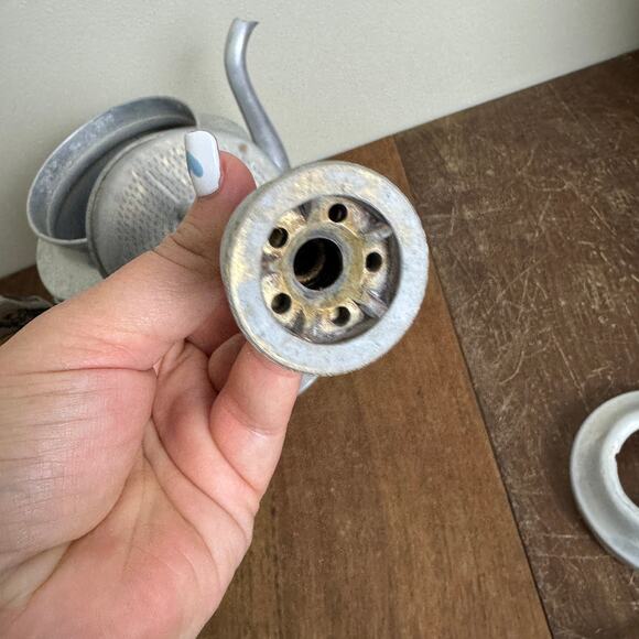 Art Deco Aluminum Pedestal Percolator Glass knob and wood handle - Picture 10 of 16